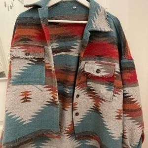 Womens Boho Aztec Print Jacket